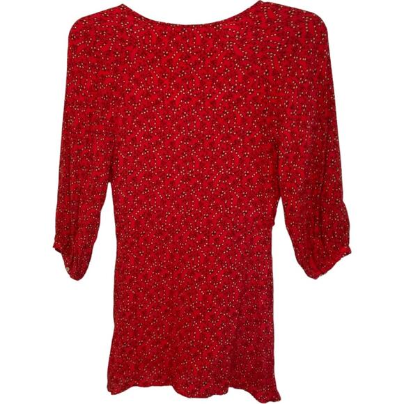 Free People Clara X Revolve Red Floral Print Tunic mini Dress S - Picture 4 of 7